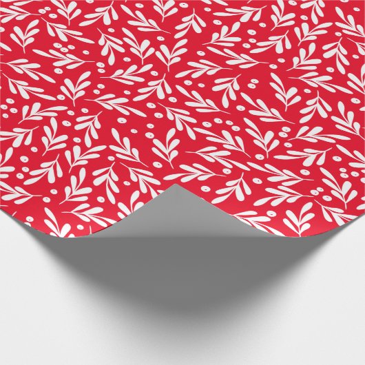 Red and White Holly Berries | Vakantie Cadeaupapier (Hoek)