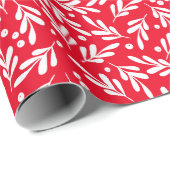 Red and White Holly Berries | Vakantie Cadeaupapier (Rol Hoek)