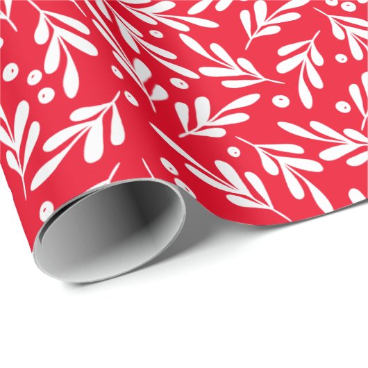 Red and White Holly Berries | Vakantie Cadeaupapier (Rol Hoek)
