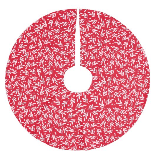Red and White Holly Berries | Vakantie Kerstboom Rok (Voorkant)