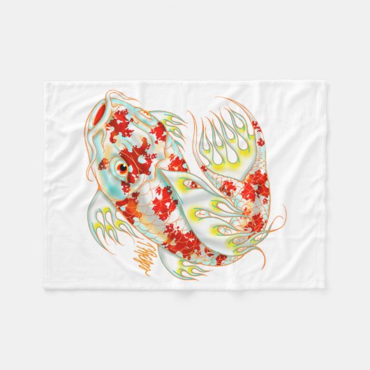 Red and White Koi Blanket Fleece Deken (Voorkant (Horizontaal))