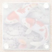 Red and White Koi Fish Pond Glazen Onderzetter (Achterkant)