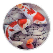 Red and White Koi Fish Pond Keramische Knop (Voorkant)