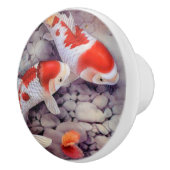 Red and White Koi Fish Pond Keramische Knop (Rechts)
