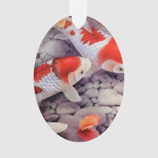 Red and White Koi Fish Pond Ornament (voorkant)