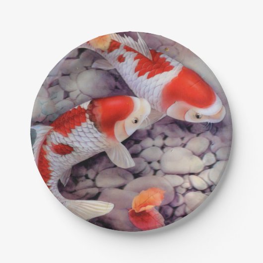 Red and White Koi Fish Pond Papieren Bordje (Voorkant)