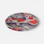 Red and White Koi Fish Pond Papieren Bordje (Gekanteld)