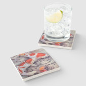 Red and White Koi Fish Pond Stenen Onderzetter (Zijkant)