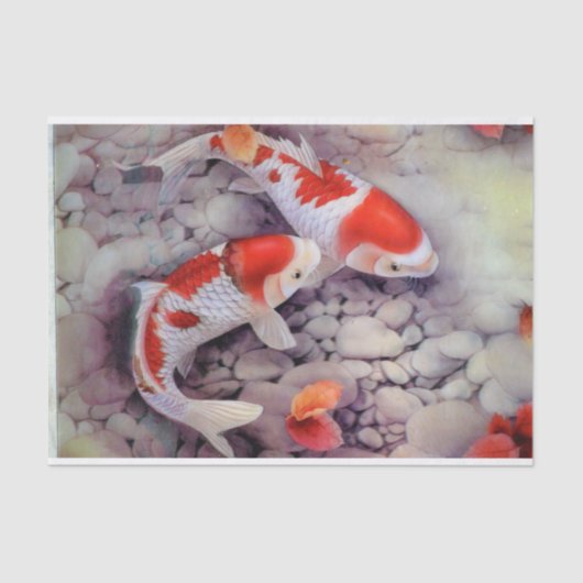 Red and White Koi Fish Pond Tissuepapier (Voorkant)