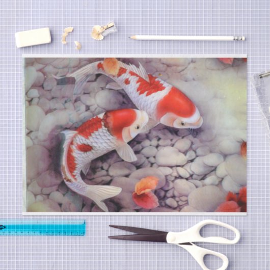 Red and White Koi Fish Pond Tissuepapier (Craft)