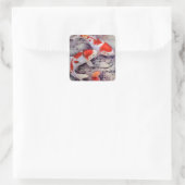 Red and White Koi Fish Pond Vierkante Sticker (Tas)