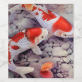 Red and White Koi Fish Pond Wijn Etiket (Enkel label)