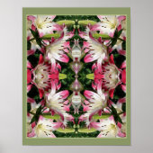 Red and White Lily Flowers Abstract Poster (Voorkant)