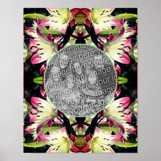 Red and White Lily Flowers Lijst Uw foto toevoegen Poster (Voorkant)