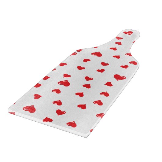 Red and White Love Heart Snijplank (Hoek)