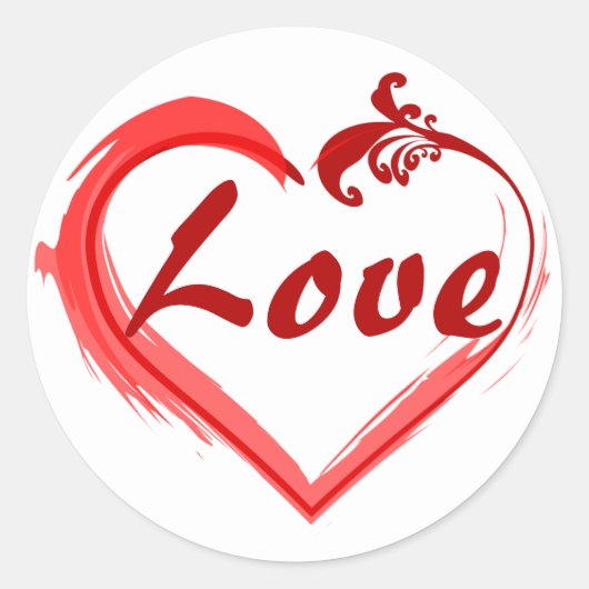 Red and White Love in a Heart Sticker (Voorkant)