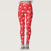 Red and White LOVE Script Leggings (Voorkant)