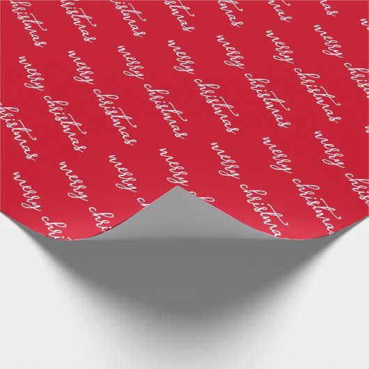 Red And White Merry Christmas Custom Text Template Cadeaupapier (Hoek)