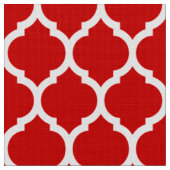 Red and White Moroccan Quatrefoil Pattern Stof (Close Up)