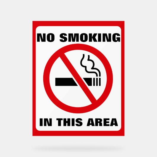 Red and White No Smoking Acryl Bord (Voorkant)