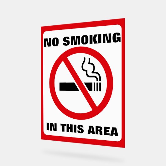 Red and White No Smoking Acryl Bord (Hoek)