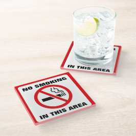 Red and White No Smoking Glazen Onderzetter