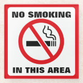 Red and White No Smoking Glazen Onderzetter (Voorkant)