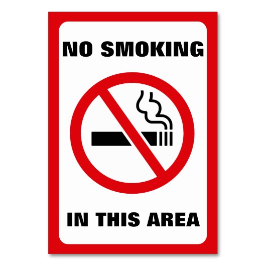 Red and White No Smoking Kaart (Achterkant)