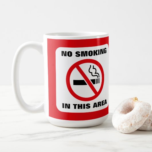 Red and White No Smoking Koffiemok (Met donut)