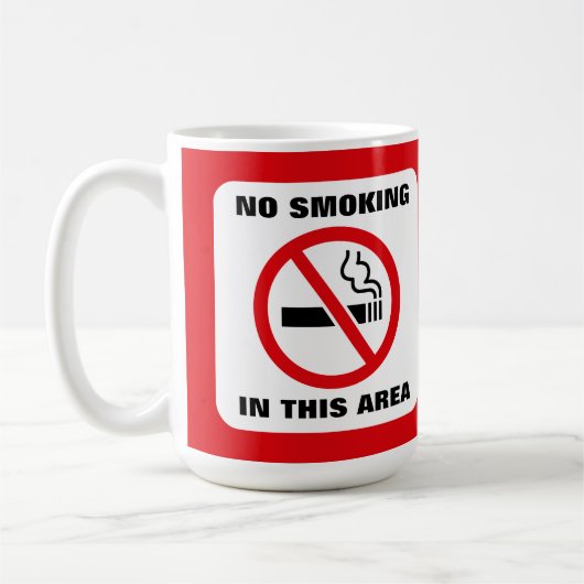 Red and White No Smoking Koffiemok (Links)