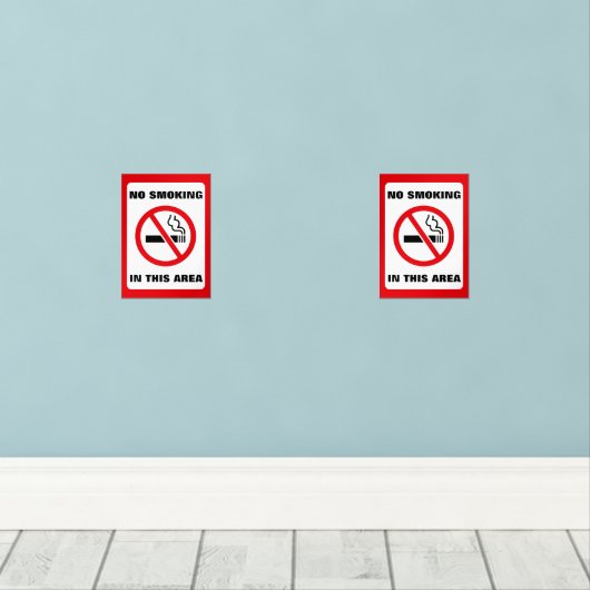 Red and White No Smoking Muurkunst Sets (Houten vloer)