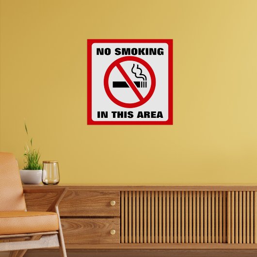 Red and White No Smoking Poster (Woonkamer 2)
