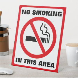 Red and White No Smoking Reclamebord Met Voetstuk