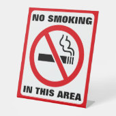 Red and White No Smoking Reclamebord Met Voetstuk (Voorkant)