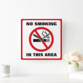 Red and White No Smoking Vierkante Klok (Huis)