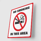 Red and White No Smoking Vierkante Klok (Hoek)