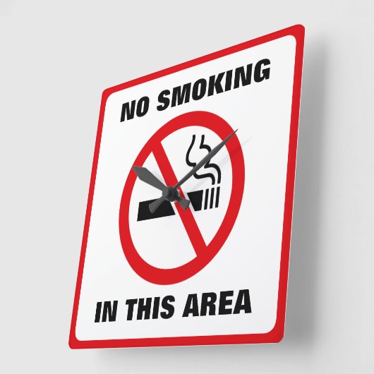 Red and White No Smoking Vierkante Klok (Hoek)