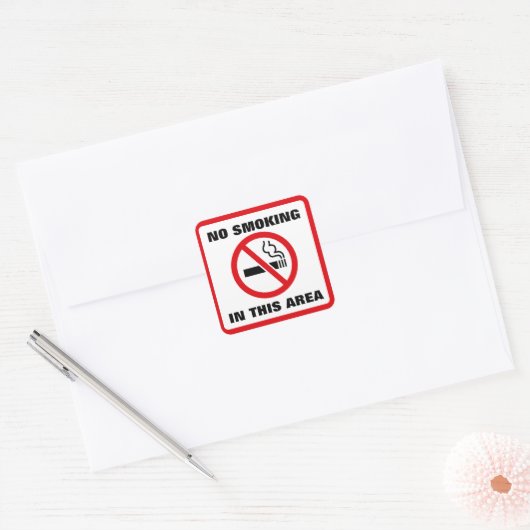 Red and White No Smoking Vierkante Sticker (Envelop)