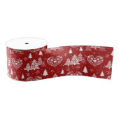 Red and White Nordic Heart Christmas Tree Grosgrain Lint (Spoel)