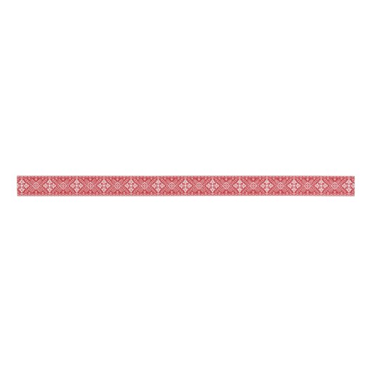 Red and White Nordic Sweater Pattern Grosgrain Lint (Voorkant)
