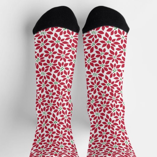 Red and white patterned socks in red leaf sokken (Top)