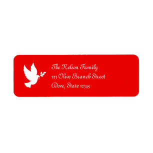 Red and White Peace Dove Etiket