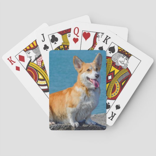 Red and White Pembroke Welsh Corgi Puppy Dog Pokerkaarten (Achterkant)