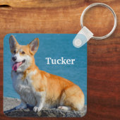 Red and White Pembroke Welsh Corgi Puppy Dog Sleutelhanger (Achterkant)