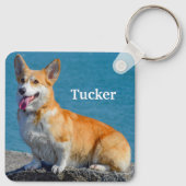 Red and White Pembroke Welsh Corgi Puppy Dog Sleutelhanger (Achterkant)