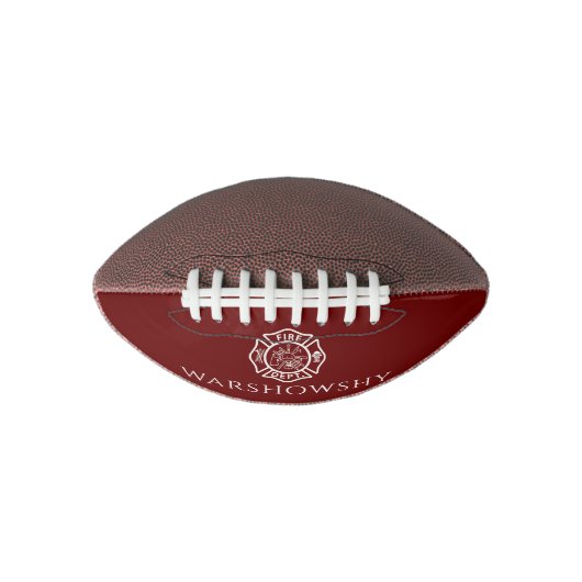 Red and White Personalized Fireman Emblem American Football (Voorkant)