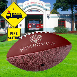 Red and White Personalized Fireman Emblem American Football