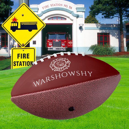 Red and White Personalized Fireman Emblem American Football