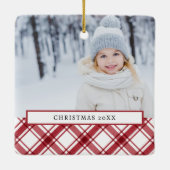 Red and White Photo Keramisch Ornament (Achterkant)