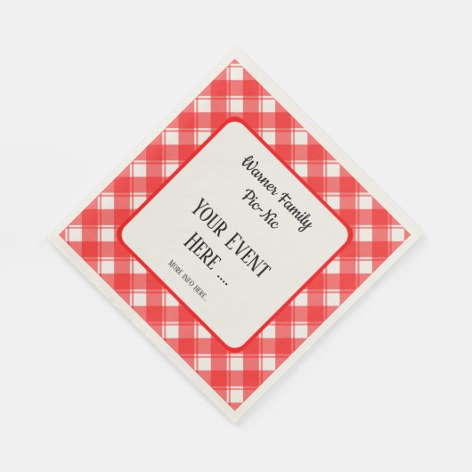 Red and White Plaid Pattern Retro Custom Servet (Hoek)